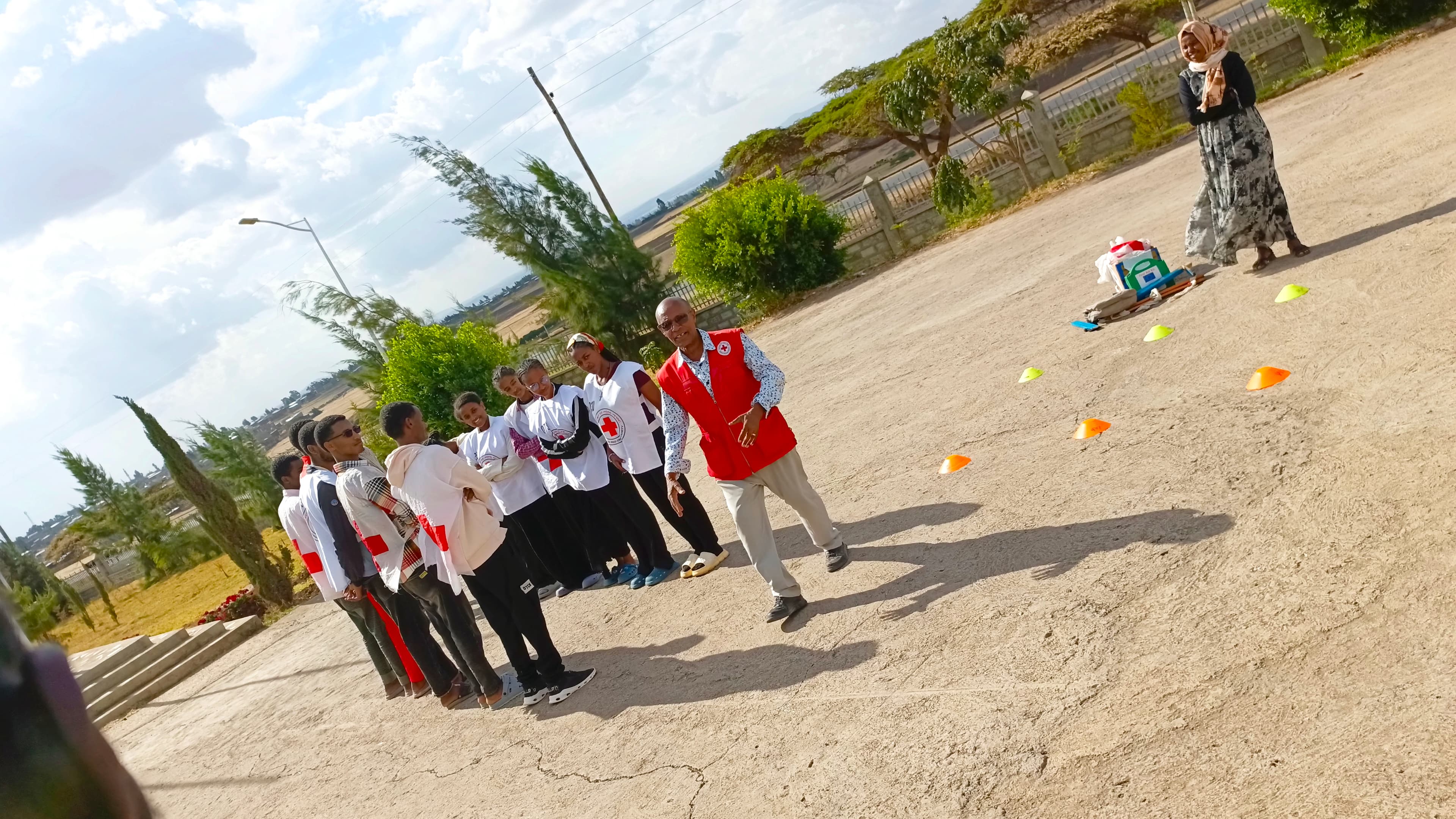 Students practicing first-aid techniques