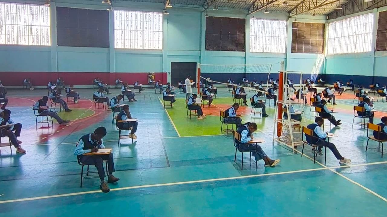 Students on exam center