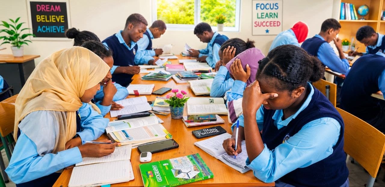 Students studying in the library